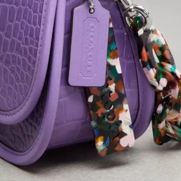 Coach Wavy Dinky Bag Crossbody Iris Croc Embossed Coachtopia Leather - Picture 6 of 7